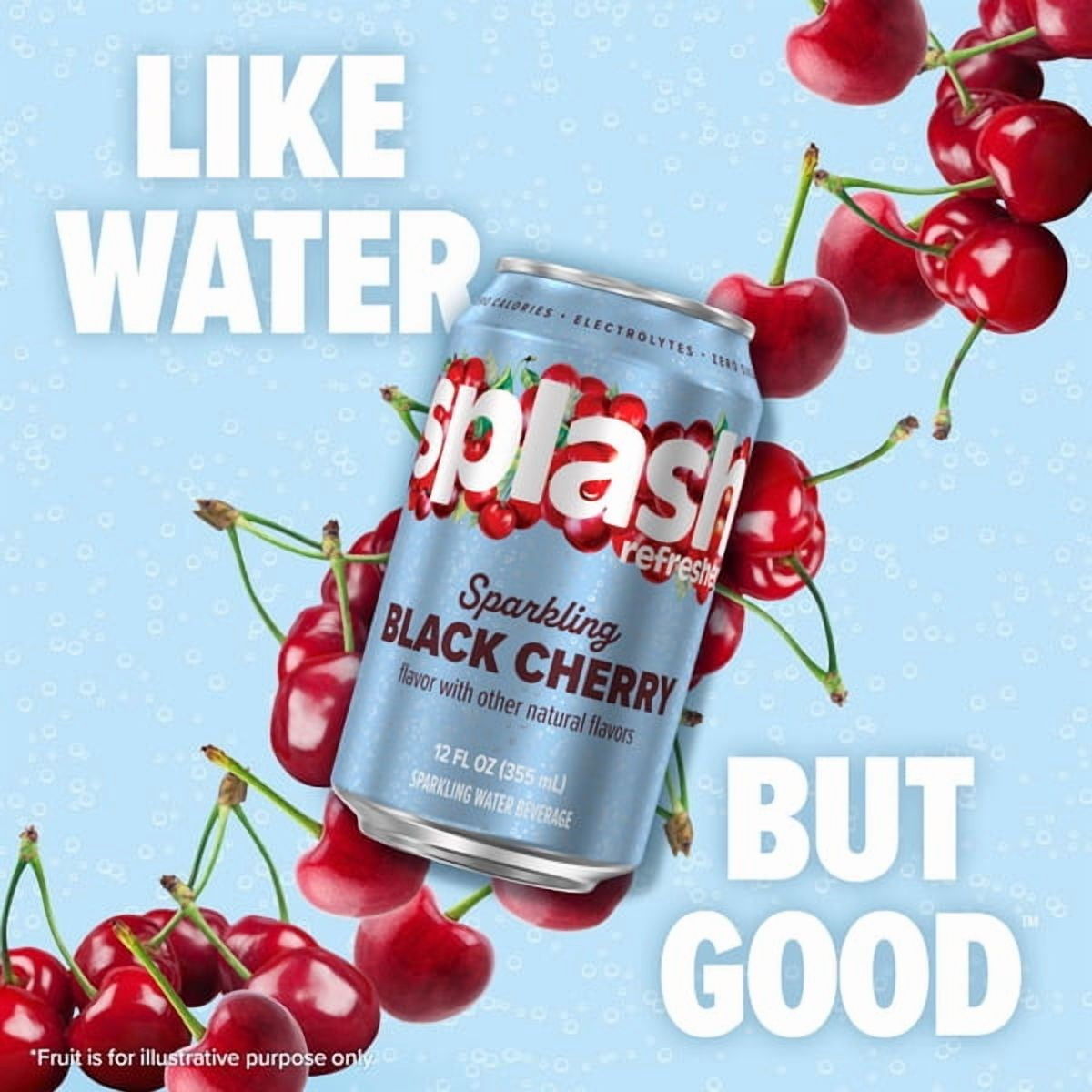 SPLASH Refresher Sparkling Water – Black Cherry Flavor, 24-Pack 12oz Can