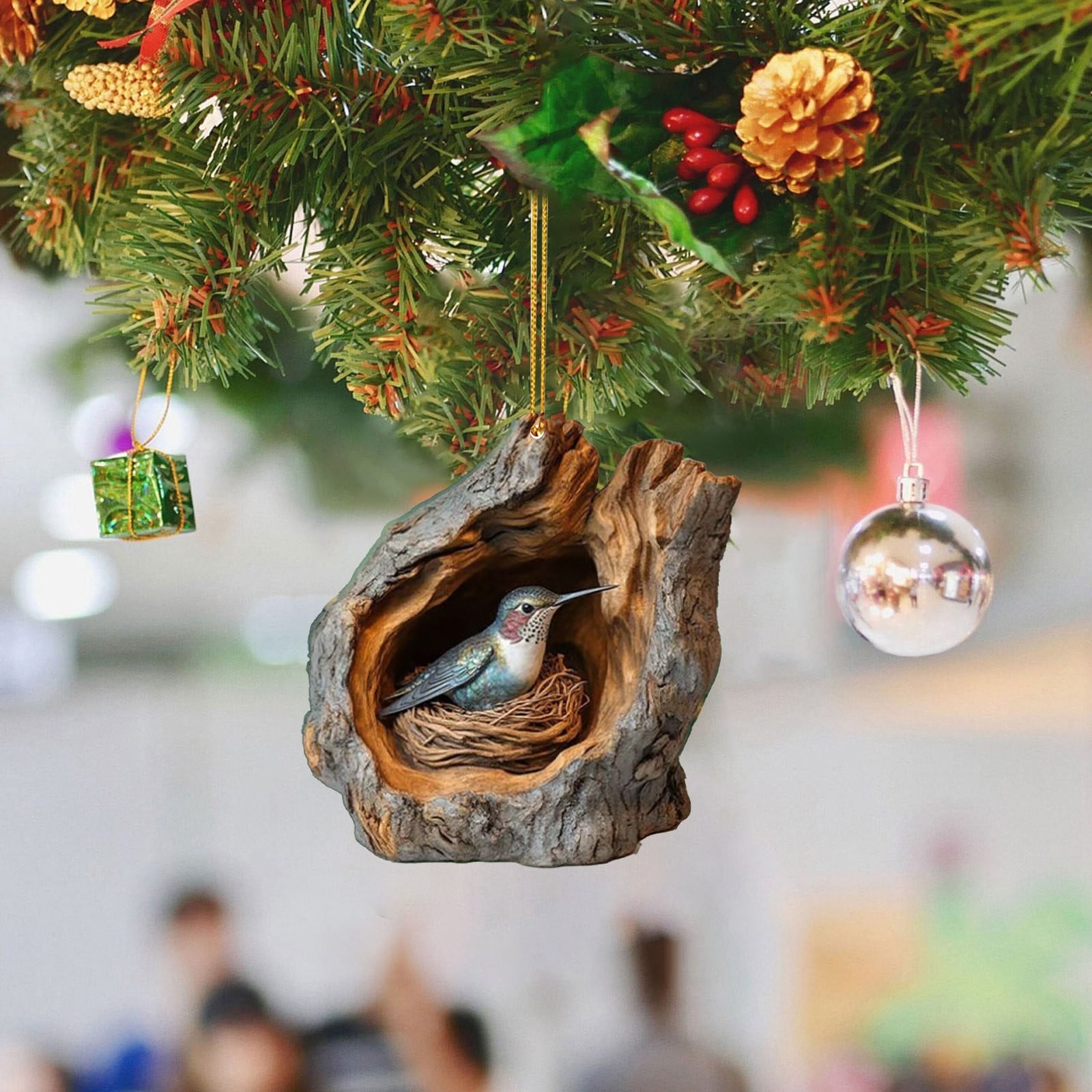 Ornements Pour Animaux Décoration Noël Animalière - Ornement Acrylique Pour Sapin 2D Suspendu Panda Roux