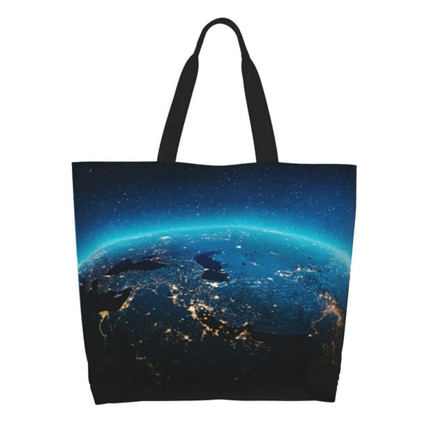 Balery Planet Earth Bolsa Tote Estilo Estético con Cremalleras, Bolsa de Hombro, Bolsa de Compras Grande y Plegable
