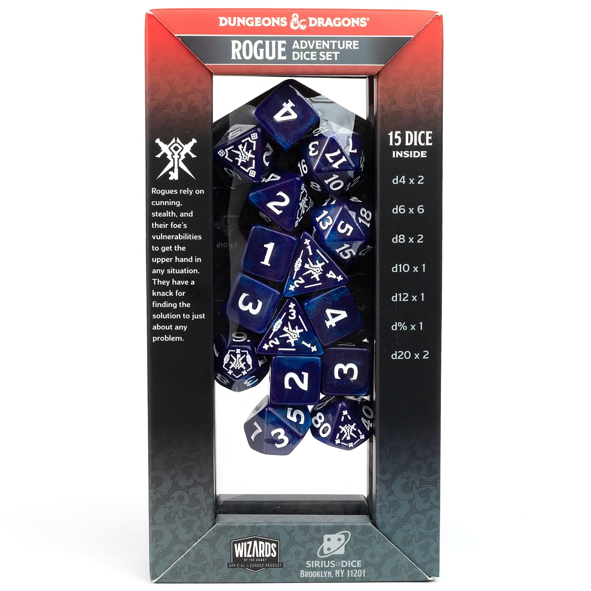 Dungeons & Dragons: D&D Adventure Dice: Rogue - Purple - 15pc RPG Die Set, Class Symbols, Roleplaying Game Accessory, Sirius Dice, Officially Licensed