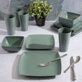 thumbnail image 2 of Gibson Home Soho Grayson Square Melamine Dinnerware Set, Service for Four (16pcs), Green, 2 of 4