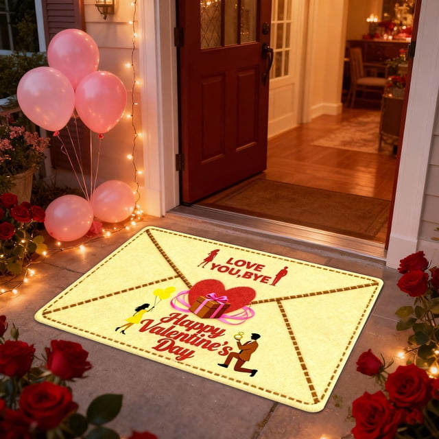 BotaniNest Valentine's Day Heart Envelope Design Soft Area Rug For Bedroom Living Room Floor Mat