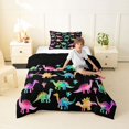 thumbnail image 2 of Feelyou Rainbow Cartoon Dinosaur Twin Comforter Sets for Kids Boys Girls, Cute Prehistoric Wildlife Bedding Set, Black, Black Reversible, 2-Piece, 2 of 6