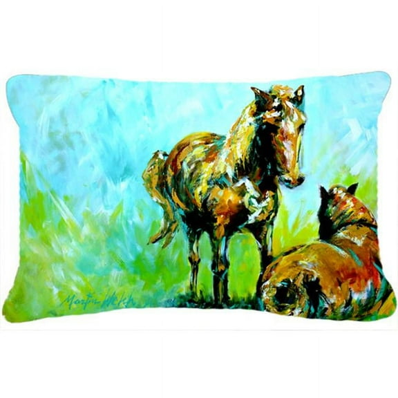 12 x 16 In. Horse Grazin Indoor & Outdoor Fabric Decorative Pillow