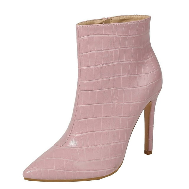 Jsaierl Bottines pour Femmes Talon Aiguille Bout Pointu avec Fermeture Éclair