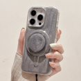 thumbnail image 3 of Magnetic Silicone Case with Kickstand, Gradient Resin Drip Design, Shockproof and Durable Phone Case (Gray base + magnetic bracket,iPhone 12), 3 of 7
