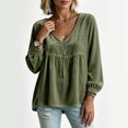 thumbnail image 5 of Xdegoge Women's Long Sleeve V Neck Tops Velvet Blouses Lace Trim Peplum Babydoll Shirts Casual Fall Tunic Tops for Women, 5 of 7
