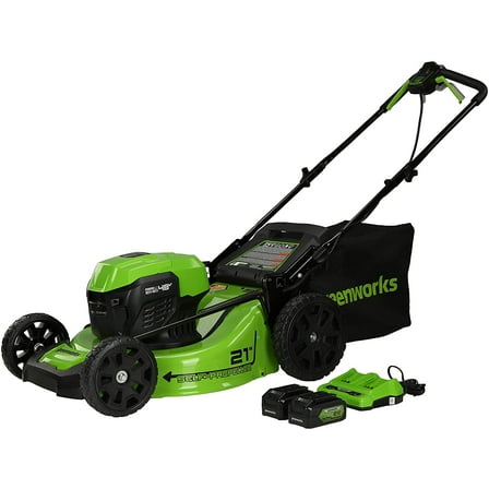 Greenworks 21" 48V (2x24V) Self-Propelled Mower   (2) 5.0Ah USB Batteries & 4A Dual Port Charger