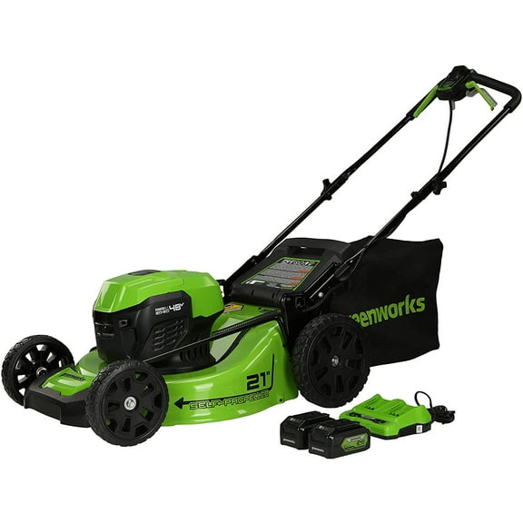 Greenworks 21" 48V (2x24V) Self-Propelled Mower   (2) 5.0Ah USB Batteries & 4A Dual Port Charger