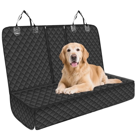 Dog Car Seat Cover Waterproof Oxford with Side Flaps Nonslip Scratchproof 2 Safety Belts for SUV Black