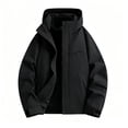 thumbnail image 2 of vokkrv Kids Solid Color Long Sleeve Hoodless Casual Jacket, Thick Warm Zip Outerwear, Simple Fashion Daily Wind Coat for Boys Girls Winter Outdoor Activities Black 12-13Years, 2 of 7