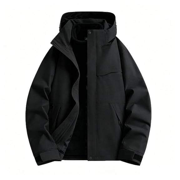 ZACPNCV Boys Winter Hooded Ski Jacket Kids Waterproof Windproof Fleece Lined Jacket Thickened Warm Padded Ski Hiking Coat,Black