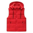 thumbnail image 3 of Brondbend Jacket Vest for Women Winter Coats Hooded Sleeveless Pocket Zipper Outerwear Solid Color Comfortable Loose Fit Coats Lady School Tops Red, 3 of 6