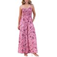 thumbnail image 2 of INSPIRAR CHIC Mono Casual de Verano para Mujeres con Flores, Sin Mangas, Pantalones Anchos con Fruncido, Mono Bohemio en Color Rosa, 2 of 6