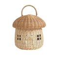 thumbnail image 1 of Mushroom Design Storage Basket with Lid, Handwoven Natural Rattan Organizer for Kids Toys Nursery Decor, 1 of 3