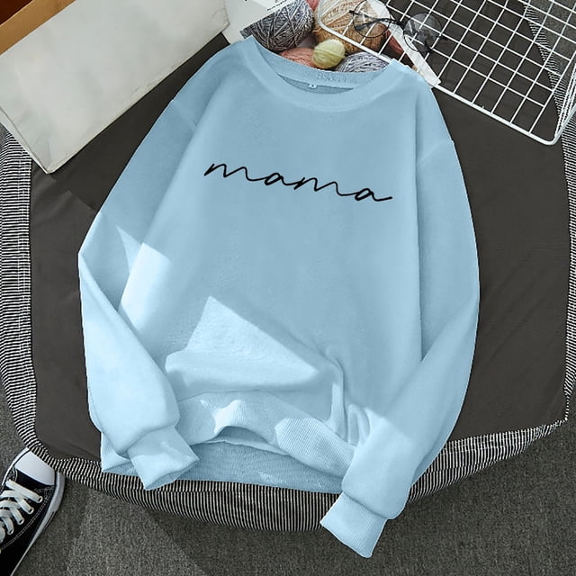 2024 Nouveau Chandail à Col Rond Imprimé de Lettres pour Femmes, Style de Rue, Manches Longues, Chandail à Capuchon à Enfiler à Lacets, Chandail à Manches Longues, Chandails à Capuchon pour Femmes, T-Shirt Cool pour Ados, Chandail pour Femmes « Auntie », Chandail Graphique