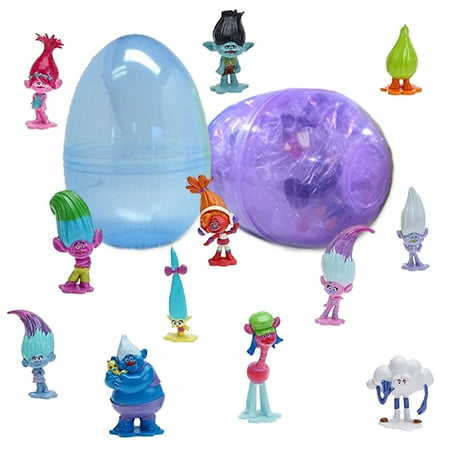 1 Jumbo Filled Easter Egg with 12 Troll Figurine Favors Inside
