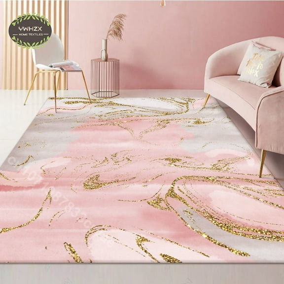 Modern Nordic Abstract Large Carpet Living Room 3D Print Gold Pink Colorful for Kitchen Bedroom Area Rug Home Decor Washable Mat