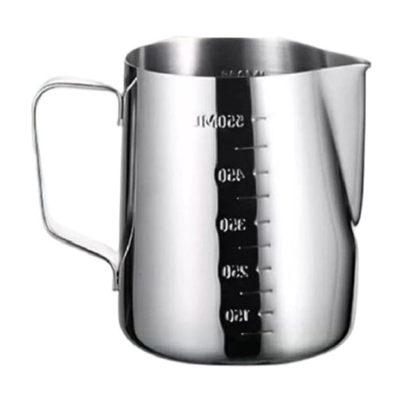 Milk Frothing Stainless Steel Latte Art Pitcher With Measurement Marks, Barista Frother Cup For Espresso, Cappuccino & Steaming Milk Silver
