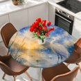 thumbnail image 2 of Round Table Cover 45-54 Inch Summer Beach Egret Waterproof Reusable Table Cloth Round Fitted Vinyl Tablecloth with Elastic Edged for Parties Outdoors, Coastal Wetland Reeds Sky Cloud Blue, 2 of 9