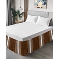 thumbnail image 4 of Brown White Stripe Wrap Around Bed Skirts for Queen Bed 18" Drop,Bed Skirt with Adjustable Elastic Belt Dust Ruffle Bed Valance for Bedroom Hotel Luxury Modern Rustic Vertical Striped Bed Frame Cover, 4 of 7