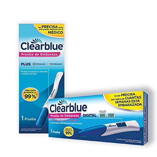 Clearblue - 2 Pruebas de Embarazo, Digital + Visual, Ultratempranas y con Alta Precisión, Resultados Claros y Rápidos, Indicador Semana de Embarazo, Pack de 1 Prueba Clearblue NA