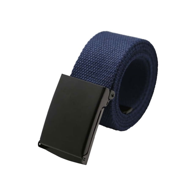 Lona Unisex Sin Agujeros Hebilla Deslizante Cintura Ajustable Ancho Del Cinturón 1 5/8 Y 1 1/2 Azul Marino (Hebilla Negra) 24-34