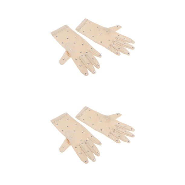 Qarigey Elastic Girls Gloves with Rhinestones for Skating Ice Competition Figure 2piezas SG