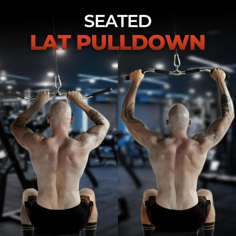 Yes4All Wide Grip LAT Pull Down Bar Attachments with Rubber Handles Curl LAT Pulldown Attachment for Gym Equipment Press Down Bar Cable Attachment