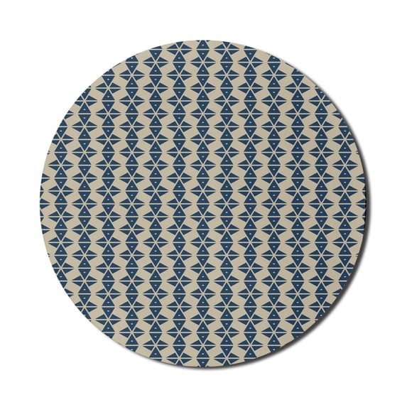 Abstract Mouse Pad for Computers, Three-Angle Shapes in Bi-color Polygonal Illustration, Round Non-Slip Thick Rubber Modern Gaming Mousepad, 8" Round, Pale Sepia Dark Sky Blue, by Ambesonne