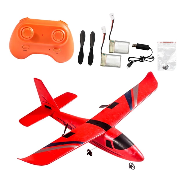Avión RC Hugo Control remoto Gliderm 2 canales para principiantes 2 baterías rojas