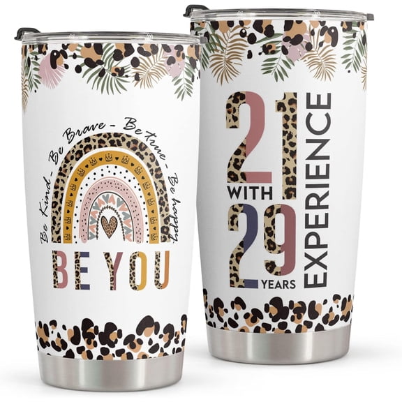 50th Birthday Gifts for Women - Stainless Steel Tumbler 20oz - 50 Years Old Birthday Gifts for Women - Gifts for Women Bestie Friends Sister Coworker Mom Wife 21 With 29 Years Experience Gift