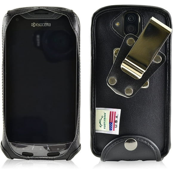 Turtleback Fitted Case Made for Kyocera DuraForce PRO E6810 E6820 E6830 Phone Black Leather Rotating Removable Metal