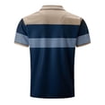 thumbnail image 4 of XDZJLR Men's Polo Shirt Striped Leisure Fashion Design Lapel Button Short Sleeve Color Block Tops T Shirt for Men, 4 of 5