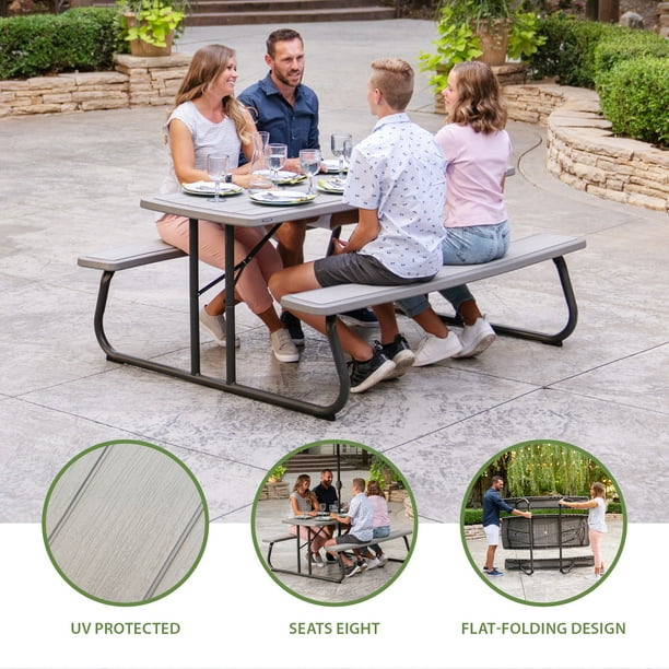 Lifetime 6-Foot Folding Plastic Rectangle Picnic Table (60366
