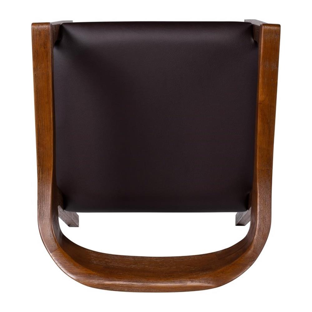 Pemberley Row Faux Leather Brown Dining Arm Chair Rounded Foam Padded Seat 22.25" Unassembled