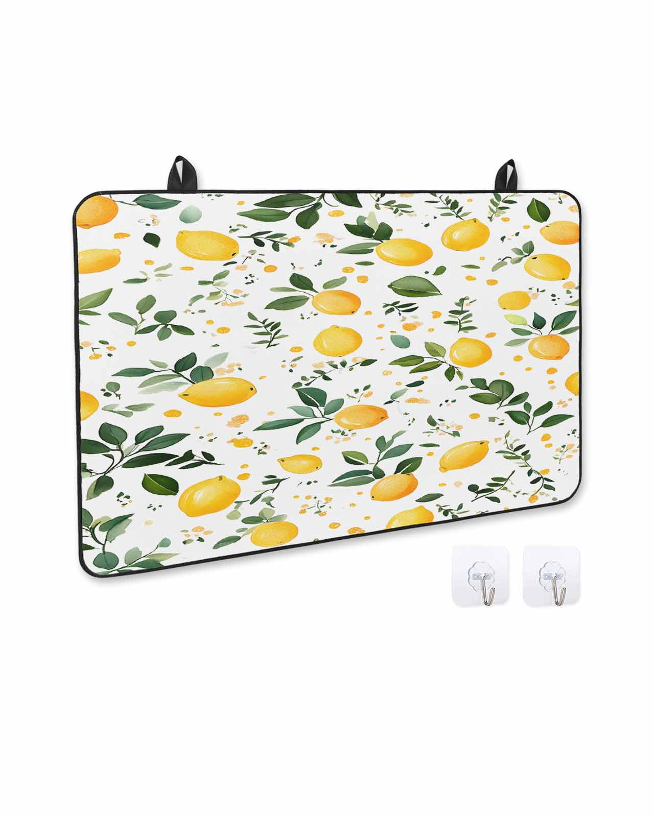 nqOlkjepod Large Induction Cooktop Protector Mat 24"x21", Lemon Leaves Stove Top Covers for Electric Stove, Summer Fruit Botanical Watercolor Flower Stove Burner Cover Mats, Glass Top Stove Cover