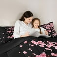 thumbnail image 5 of Homewish Cartoon Flower Sakura Bedding Comforter Set,Japan Cherry Blossom Twin Comforter Sets,Black Pink Bedding Set For Girl Teens,Ultra Soft Home Decor Reversible,2-Piece, 5 of 8