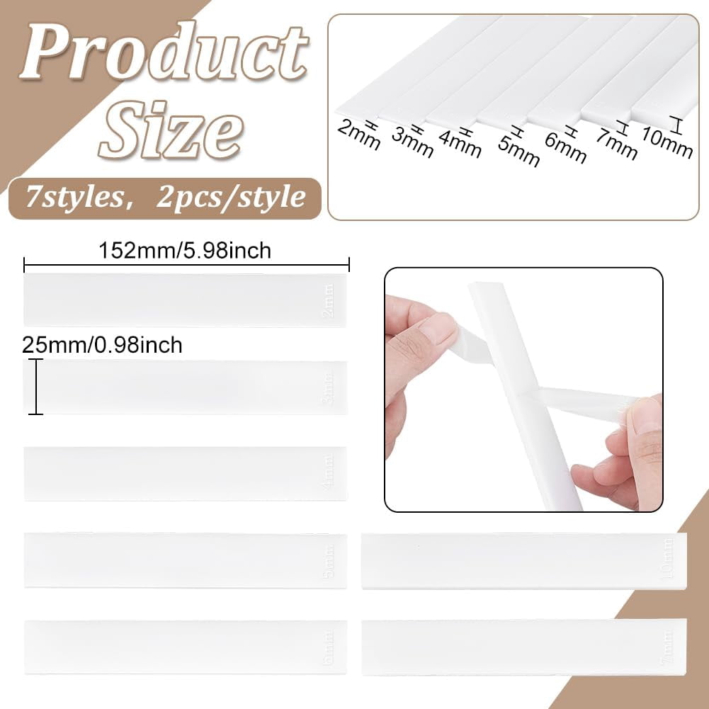 1 Set Acrylic Clay Guide Tool Sets Rectangle Clear 152x25x2~10mm 16pcs
