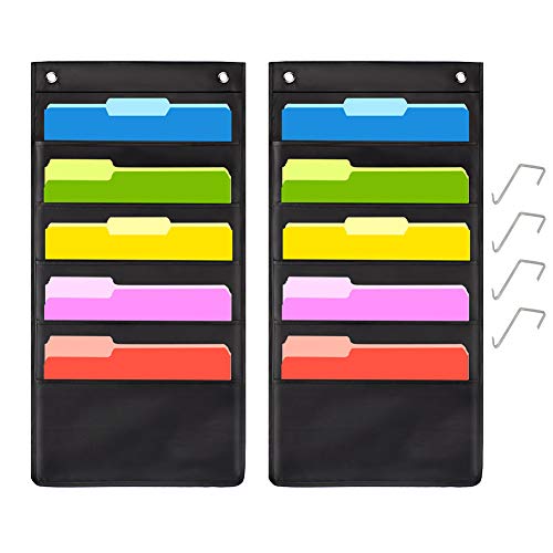 Hanging Wall File Folder Organizer Storage Pocket Chart with 5 Pocket