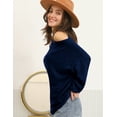 thumbnail image 2 of Doublju Womens Long Sleeve Wide Round Neck Casual Tunic Top With Plus Size, 2 of 4