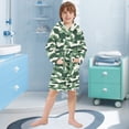 thumbnail image 5 of FORMRS Niños Bathrobe Unisex Hooded Robe Soft Plush Pajamas Sleepwear, Size 7-9T, Light Green Camouflage Design, 5 of 7