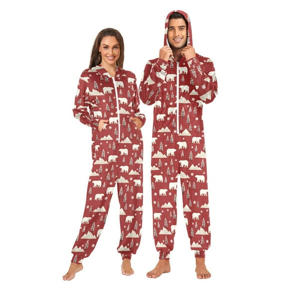 joogoo Polar Bear Christmas Unisex Adults Onesies Pajamas Jumpsuits L