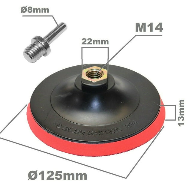125mm Hook & Loop Backing Pad for Sanding Discs Angle Grinder Drill Rubber Flat