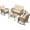 Brown Wicker/Beige Cushions, variant on MEETWARM 5 Pieces Outdoor Wicker Patio Conversation Sets with Glider Loveseat, 2 Chairs with 2 Glass-Top Coffee Table Wicker Rocking Glider Set, Wicker Conversation Set w/Thickened Cushions, Gray