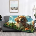 thumbnail image 2 of Uemuo Happy Dog In Flower Field Printed Throw Blanket for Couch, Fluffy Fuzzy Blankets for Bed, Sofa, Cozy Flannel Faux Fur Blanket-60"x50", 2 of 6