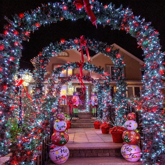 YUYAN-Red and White Christmas Lights Outdoor Waterproof 66ft 200 LED Christmas String Lights 8 Modes Plug in Twinkle Fairy Lights with Timer Memory for Indoor Outside Bedroom Home Party Decoration