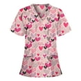 thumbnail image 2 of Fridja Women Short Sleeve V-neck Tops Working Uniform Blouse, 2 of 4