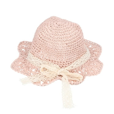 Baby Sun Protection Straw Hat Children Summer Beach Breathable Adjustable Bucket HatB/52cm