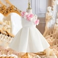 thumbnail image 5 of Ashirexll Robe de Fête Sans Manches pour Filles Polyester Col Rond Longueur Genou Style Princesse Bretelles Spaghetti Élégante pour Fête 1-8 Ans Blanc 7-8 Ans, 5 of 5